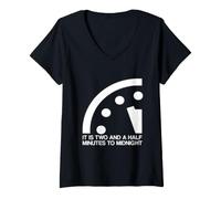 Women's It is Two and A Half Minutes to Midnight Political T Shirt V-Neck T-Shirt