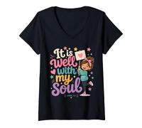Women's It is Well with My Soul John 1 2 Bible Verse V-Neck T-Shirt