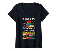 Womens It Isn't A Toy It's Interlocking Brick System Chrismas V-Neck T-Shirt
