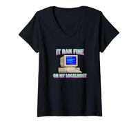 Women's It Ran Fine On My Localhost Coding Bug Software Developer V-Neck T-Shirt