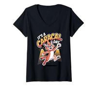 Womens It’s A Caracal Day Funny Cute Wildcat Humor Quirky Animal V-Neck T-Shirt