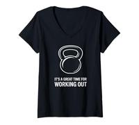 Women's It’s a Great Time for Working Out Kettlebell Gym Workout V-Neck T-Shirt
