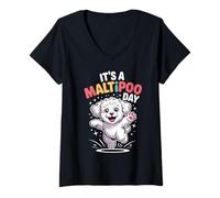 Womens It’s A Maltipoo Day Funny Cute Puppy Breed Dog Lover Owner V-Neck T-Shirt