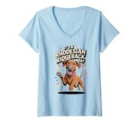 Womens It’s A Rhodesian Ridgeback Day Funny Lion Guard Hunting Dog V-Neck T-Shirt