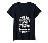 Womens It’s A Schnoodle Day Funny Cute Pet Puppy Poodle Mix Breed V-Neck T-Shirt