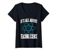 Womens It’s All About Teaching Science with Atom Humor V-Neck T-Shirt