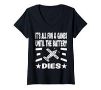 Womens It´s All Fun & Games Until The Battery Dies V-Neck T-Shirt