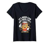 Womens It’s Beer Can Not Beer Can’t Funny Positivity Joke Drinking V-Neck T-Shirt