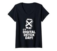 Womens It’s Digital Detox Day Wellness Balance Unplug Screen Free V-Neck T-Shirt