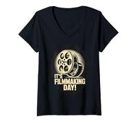 Womens It’s Filmmaking Day Movie Cinema Filmmaker Film Director V-Neck T-Shirt