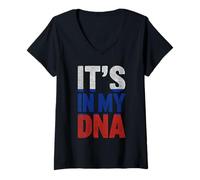 Womens It’s in My DNA Russian Flag Heritage Russia Roots V-Neck T-Shirt