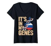 Womens It’s in My Genes Russian Roots Heritage Russia V-Neck T-Shirt