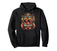 Womens It’s My 33rd Birthday Red Rose Crown 33 Years Old Pullover Hoodie