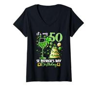 Women's It’s My 50th Birthday St. Patrick’s Day 50 Years Old Party V-Neck T-Shirt