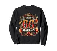 Womens It’s My 66th Birthday Red Rose Crown 66 Years Old Sweatshirt