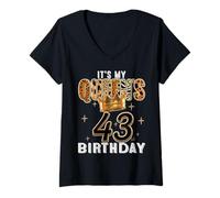 Women's It’s My Queen’s 43rd Birthday Leopard Crown 43 Years Old Tee V-Neck T-Shirt
