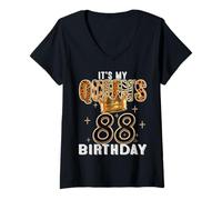 Women's It’s My Queen’s 88th Birthday Leopard Crown 88 Years Old Tee V-Neck T-Shirt