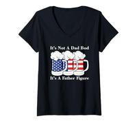 Womens It´s Not A Dad Bod It´s A Father Figure - US-Flag Shirt V-Neck T-Shirt