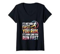 Womens It’s Not How Fast You Run Marathon Running Motivation XC V-Neck T-Shirt