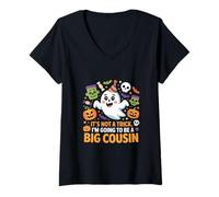 Womens It’s Not Trick I’m Going to Be a Big Cousin Halloween Fun V-Neck T-Shirt