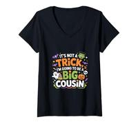 Womens It’s Not Trick I’m Going to Be a Big Cousin Halloween Tees V-Neck T-Shirt