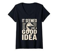 Women's It Seemed Like A Good Idea Goose Joke Meme V-Neck T-Shirt