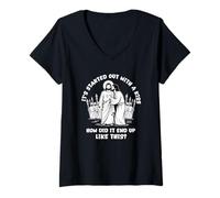 Women's It Started Out with A Kiss How Did It End Up Like This Jesus V-Neck T-Shirt