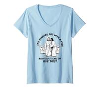 Women's It Started Out with A Kiss How Did It End Up Like This Jesus V-Neck T-Shirt