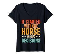 Women's It Started with One Horse and Bad Decisions V-Neck T-Shirt