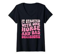 Women's It Started with One Horse and Bad Decisions V-Neck T-Shirt
