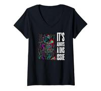 Women's IT Support Sysadmin It's Always A DNS Issue V-Neck T-Shirt