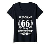 Womens It Took Me 66 Years to Look This Good 66th Birthday V-Neck T-Shirt