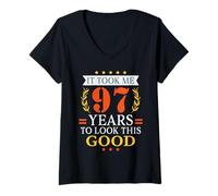 Women's It Took Me 97 Years to Look This Good Funny 97th Birthday V-Neck T-Shirt