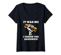 Womens It was me I Threw The sandiwch, Free DC Protest Fist Humor V-Neck T-Shirt