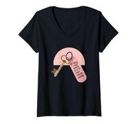 Womens It Will Not Open If It's Not Your Door Key Quote V-Neck T-Shirt