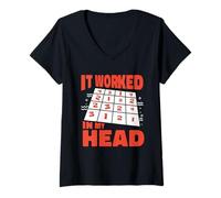 Womens It Worked In My Head Humorous Sudoku Puzzle Solver V-Neck T-Shirt