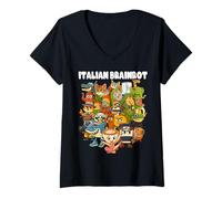 Womens Italian Brainrot Meme Compilation Funny Viral Internet Humor V-Neck T-Shirt