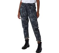 Women's Italian Camouflage Army Printed High Waisted Magic Pants Casual Stretchy Joggers Lagenlook Style Ladies Trousers (Grey, UK 10-16)