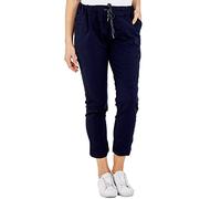 Women's Italian Elastic Waist Trouser Plain Magic Pants Ladies Casual Active Yoga Jogger Comfy Trousers UK 8-22 (16-18, Navy)