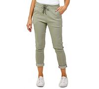Women's Italian Elastic Waist Trouser Plain Magic Pants Ladies Casual Active Yoga Jogger Comfy Trousers UK 8-22 (16-18, Khaki)