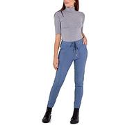 Women's Italian Elastic Waist Trouser Plain Magic Pants Ladies Casual Active Yoga Jogger Comfy Trousers UK 8-22 (8-10, Denim Blue)