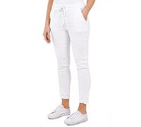 Women's Italian Elastic Waist Trouser Plain Magic Pants Ladies Casual Active Yoga Jogger Comfy Trousers UK 8-22 (16-18, White)