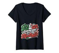 Womens Italian from My Head to My Meatballs Food Pasta - V-Neck T-Shirt