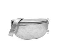Women's Italian Genuine Leather Sling Bum Bag Style Crossbody Bag With Detachable Strap-SILVER