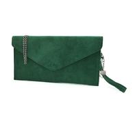Women's Italian Genuine Suede Envelope Style Clutch Handbag Evening Bag With Wristlet & Chain Strap-ARMY GREEN