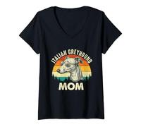 Women's Italian Greyhound Mom - Greyhound Lover Greyhound Dog V-Neck T-Shirt