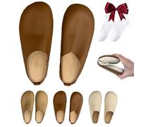 Women's Italian Leather Slippers/Orthopedic Shoes,Womens Slip on Closed Toe Orthopedic Mules&Clogs with Arch Support (Brown,6)