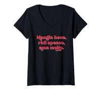 Womens Italian - Mangia bene ridi spesso AMA molto V-Neck T-Shirt