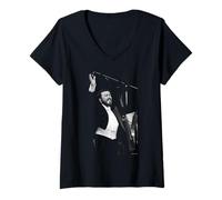 Womens Italian Opera Singer Luciano Pavarotti by Michael Grecco V-Neck T-Shirt