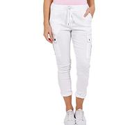 Women's Italian Plain High Waisted Magic Pants Casual Look Pockets Stretchy Jean Joggers Lagenlook Style Womens Jeans Ladies Cargo Plus Size Trousers UK 8-22 (White, 20-22)